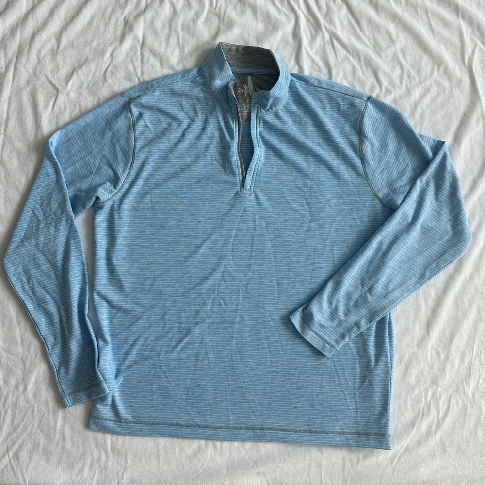 Johnnie O Sky Blue Striped Quarter-Zip Pullover